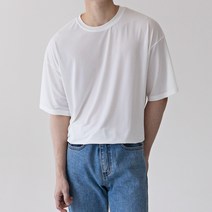 스타일에스 남성용 오버핏 쿨링 스판 냉감 반팔 티셔츠 여름 반팔티 7color