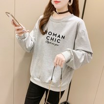 [오늘발송] 스타일아유 여성용 레터링 romanchic 로고면혼방 세미 오버핏 특양면 맨투맨[AYG8TS0217]