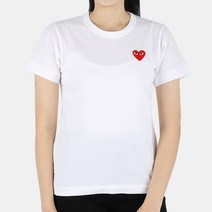 디몬트 22 S/S 꼼데가르송 여성 레드하트 와펜 반팔(화이트) P1 T107 WHITE