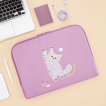 15인치 노트북 파우치 고양이 캐릭터 방수캔버스 부클 밀크캣 13인치 노트북 아이패드
