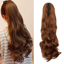 Cybelleza 포니테일 익스텐션 롱 컬리 웨이브 클로 클립 포니테일 익스텐션 45.7cm(18인치) 포니 테일 클립 헤어 익스텐션 포니테일 합성 헤어피스 여성용 골든 브라운, Curly 12 Inch, Medium Brown