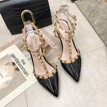 스트랩 락스터드구두 6.5cm 발랜티힐 글래디에이터 여성하객 데이트룩슈즈