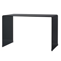 좁고긴 창가 침대 틈새 화분 고스트 테이블 좁은 사이드, 블랙 유리 (L110 x W55 x H75)