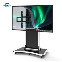 마운트피아 EMS-1W 전자칠판 이동식TV거치대 전동형 높이조절 86-98인치, 블랙, 유리선반, 추가안함