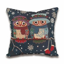 부엉이 쿠션커버 (08 겨울커플부엉이), NATURE 쿠팡 본상품선택