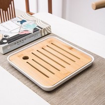 전통 원목 다도 차판 차 트레이 대나무 배수 물 저장 쿵후 세트 거실 커피 배수 보관, 19.5×19.5cm