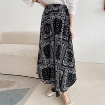브리스살롱 여름데일리룩 페이즐리 롱 플레어스커트 빅사이즈치마