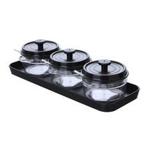 3pcs Creative Nordic Style Seasoning Can Set Salt Shaker Spice Glass Jar Organizer Container With Sp, Black, 하나
