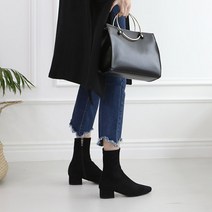 f/w 작은발 큰발 논슬립 스퀘어 스판 삭스 스웨이드 여성 앵클부츠 3cm 5cm