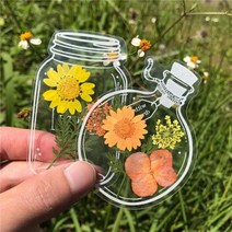 공예 스크랩북 다목적 스크랩북 투명 책갈피 스티커 꽃없이 말린 꽃 표본 DIY 장식, 03 C