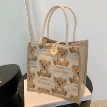 린넨 핸드백 패션 가방 귀여운 캔버스 가방 캐주얼