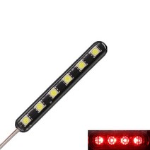 12V 6 LED 스트로브 라이트 스트립 자동차 바이크 오토바이 중간 그리드 플래시 경고 비상 라이센스 모토 액세서리 1/2Pcs, [02] 1Pc red