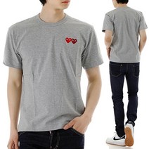 꼼데가르송 [명품]꼼데가르송 AZ T226 GREY 더블하트 와펜 반팔 티셔츠 22SSAZT226GREY