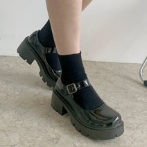 여성용 통굽 스트랩 키높이 로퍼 합피 6cm