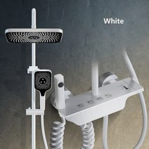 샤워기헤드 필터 욕실 샤워 수도꼭지 세트 4 가지 기능 디지털 디스, White_2