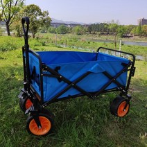 F-S 폴딩 트레일러 캠핑카고트레일러, 12 베어링 오프로드 8 인치 PU 휠 브레이크 블루