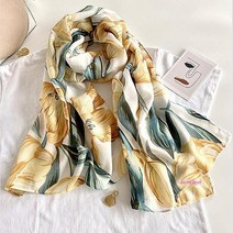 MMSc_롱스카프 엄마 간절기 꽃 여성 50대 봄스카프 면사 꽃머플러 중년 코디 튤립opq782