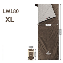 네이처하이크 NH 캠핑 침낭 LW180 초경량 방수 봉투 슬리핑 백 자연 하이킹 여름 사계절, 01-01 XL형 브라운