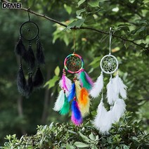 DFMEI 목주 드림캐쳐 공예품 홈 깃털 장식 순수 손으로 뜨개질 풍경 일한방 장식품, DFMEI 화이트 밴드 램프, 11cm
