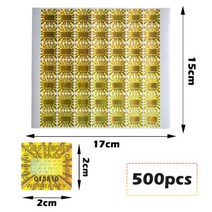 20x20mm 골드 보증 스티커 보안 인감 홀로그램 일련 번호 라벨, 500pcs