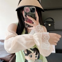 낌유스토어 루즈핏 레이스 골프 운전 팔토시, 아이보리