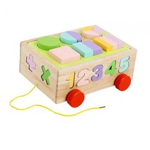 GHSHOP 나무 정렬 스태킹 어린이를위한 조기 교육 색상인지 퍼즐 스태커 유아용 푸시 트럭 분류기, 21.5x18.5x9cm, 멍청한, 스타일 A