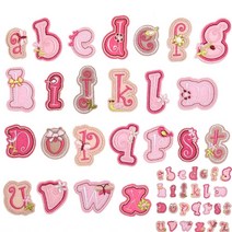 라이프랩 알파벳 와펜 티셔츠 가방 점퍼 리폼 옷 패치 열접착 접착식 글자 와펜 세트 핑크 26종