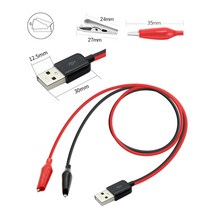 악어 테스트 클립 USB 남성 커넥터에 클램프 전원 공급 장치 어댑터 와이어 58cm 케이블 빨간색과 검은 색, 한개옵션0