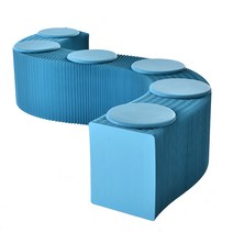 북유럽스타일 감성 라이트 럭셔리 쇼파 스튜디오 전시장 편집샵 인테리어 의자 휴대용 접이식 가구, 블루 (길이 320 x 높이 40 x 폭 30)