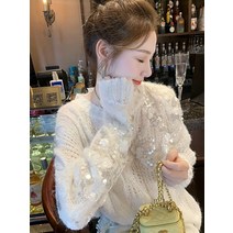 DFMEI 시크한 핑크 스팽글 스웨터 여춘추 디자인감 작은 키 부드러운 펀칭 니트 블라우스나른한 바람