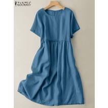 ZANZEA 여름 여성 빈티지 빅사이즈 원피스
