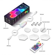 천체투영기 플라레타리움 천장조명 투야 와이파이 블루투스 LED 육각 양자 램프 실내 RGB 벽 조명 앱 야간 조명 컴퓨터 게임 침실 장식, 3PCS_Bluetooth Version | Usb p