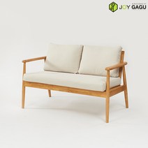 즐거운가구 2인 패브릭 소파 / 고무나무 원목 프레임, 네이비