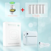 사진인화기 사진출력기 휴대폰사진출력 미니 포켓 열 라벨 휴대용 프린터 무선 블루투스 안드로이드에 대한, 06 Blue 5 Paper