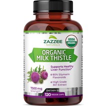 Zazzee Organic 밀크씨슬 200mg 120캡슐, 120개