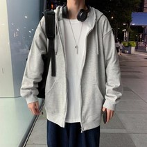 교복 오버핏 후드집업 루즈핏 얇은후드집업 학생 회색 후드집업