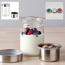 요거트 용기 푸딩병 그릭요거트 통 미니 유리병 요구르트 0.4L +DASHY 행주 세트, 0.4L 요거트병 2개+DASHY행주1개