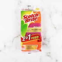 3M 제로스크래치 천연펄프 수세미 2+1 무료제공, 3개입, 1팩