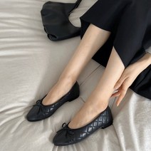 브링미[브링미슈1.5cm]퀼팅 절개 발레리나 리본플랫(3color)