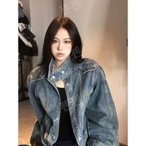 pyt 프영띵 스트릿 패션 여자 구제 진청 데님 자켓