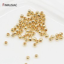 매듭팔찌만들기 비즈반지 비즈키링재료 보석에 대한 도금 골드 라운드 시드 예배 DIY 볼, 4mm-50pcs, 14K 리얼 골드 도금