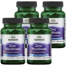 스완슨 아연 피콜리네이트 22mg 캡슐, 60개입, 4개