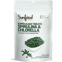 원시 스피루리나 클로렐라 정제 | 혼합 | 엽록소가 풍부한 | 깨진 세포벽 | 푸른 녹조류 슈퍼 푸드 | 유기 앰프 비 | 순수 | 온스 가방| 정가방 | 정, 4온스(1팩)