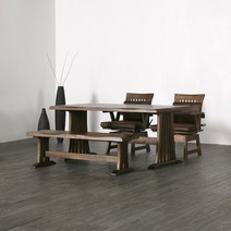 양성국갤러리 후코도 원목 4인 식탁세트 1500 (구성 선택) 테이블 벤치 소파 의자, 01_테이블1500+벤치1300+의자2ea