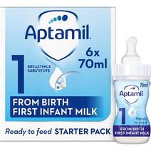 Aptamil 1단계 베이비 우유 스타터팩 레디투유 리퀴드 신생아용 압타밀 영국분유직구 70ml 6, 1개