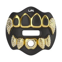 LOUD MOUTH Loudmouth 풋볼 마우스 가드 - 3D 비스트 마우스피스 성인 및 청소년에게 적합 액세서리 (3D 블랙 화이트 이빨), 3d Grillz Bling - Chrome Black
