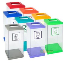 위드리빙 피라밋형 투명휴지통50 (P.C몸통+ABS뚜껑) WL-2817, 파랑(일반쓰레기)