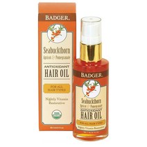Badger 뱃져 씨벅톤 산자나무 아프리콧 석류 헤어오일 Hair Oil Seabuckthorn 59.1ml, 1세트