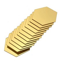 붙이는 거울 알리버트 12Pcs 육각 거울 스티커 자기 접착 타일 욕실 장식 현대 액세서리, 01 Golden_02 80x70x40mm