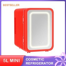 가정용 및 자동차 용 미니 냉장고 휴대용 화장품 유리 패널 LED 조명 쿨러 워머 EU/UK/US/au용 플러그, 02 Red-5L_02 EU